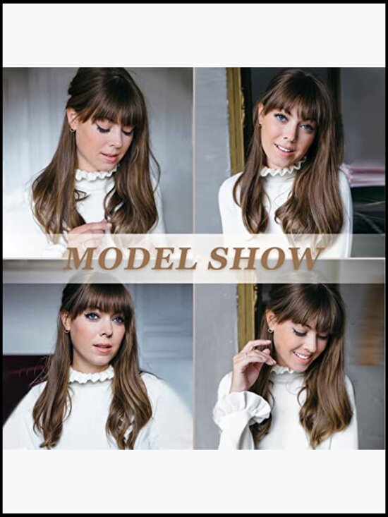 Long Straight Layered Wig with Bangs Heat Resistant Fiber Daily Natural Looking main image 4